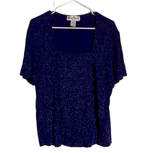 RONNI NICOLE II Glitter Short Sleeve Weighted Top, Women’s 2X, Purple